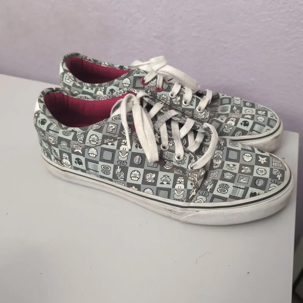 VANS x NINTENDO Check Chukka Low Shoes Mens Size 10 AOP Super Mario Bros